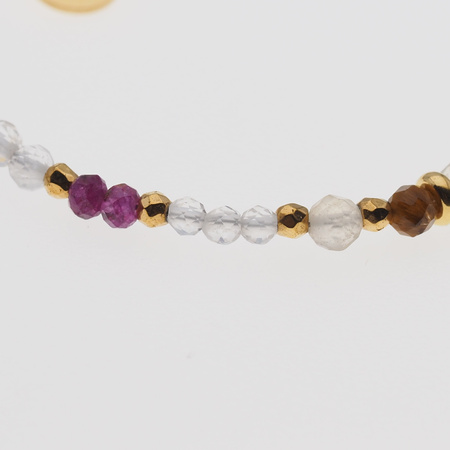 Bransoletka znak zodiaku lew - mix kamieni i srebro złocone