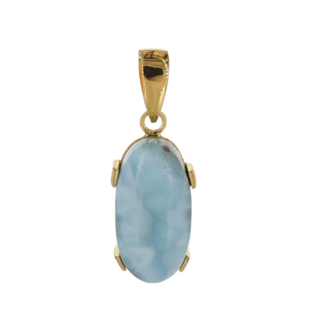 Zawieszka - larimar owalny 24x12mm w srebrze złoconym
