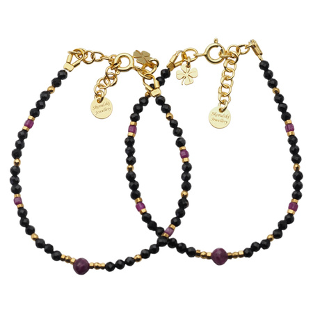 Bransoletka znak zodiaku baran - mix kamieni i srebro złocone