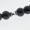 Naszyjnik - Turmalin czarne kulki, Hematyt i srebro
