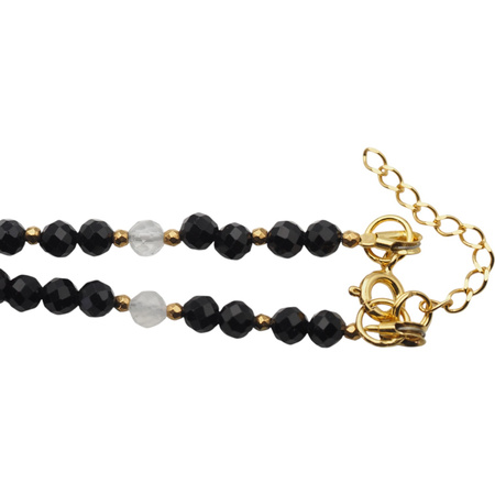 Naszyjnik - Labradoryt, Turmalin, Kamień Księżycowy, srebro pozłacane 925