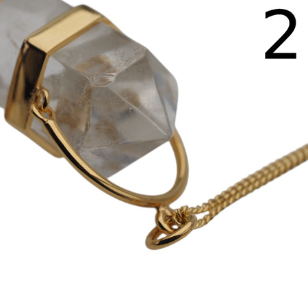 Naszyjnik - Kryształem Górskim sopel w okuciu na łańcuszku złoconym