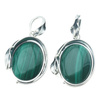Zawieszka z owalnym malachitem w srebrze oksydowanym