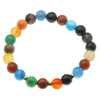 Bransoletka 18,5 cm - Agat kolorowy kulki 8mm i srebro złocone