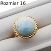 Pierścionek regulowany - okrągły Larimar w srebrze złoconym