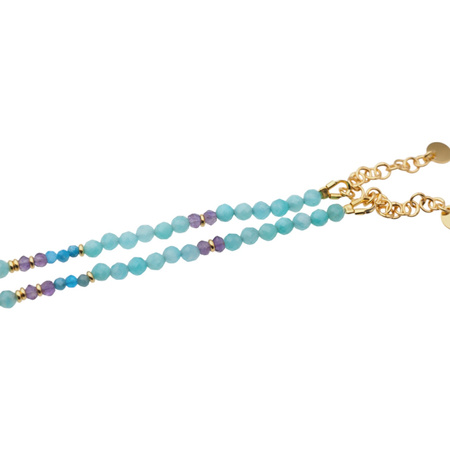 Bransoletka - Apatyt, Amazonit, Ametyst i srebro złocone