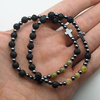 Bransoletka różaniec na gumce - Lawa Wulkaniczna, zielonego Granat, hematyt
