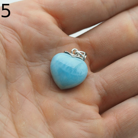 Zawieszka - larimar serce w srebrze rodowanym