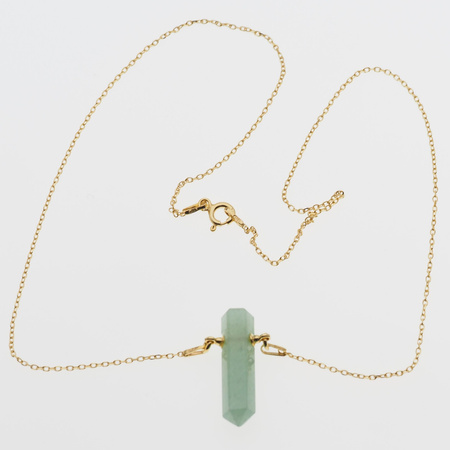 Naszyjnik - Awenturyn sopel na łańcuszku srebrnym złoconym