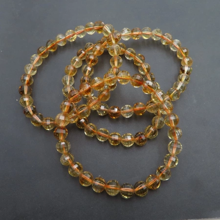 Bransoletka 18,5-19 cm na gumce - Cytryn fasetowane kulki 7mm