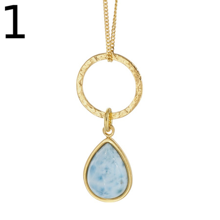 Naszyjnik z zawieszką - Larimar i srebro złocone