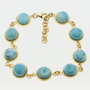 Bransoletka regulowana - Larimar okrągły w srebrze złoconym