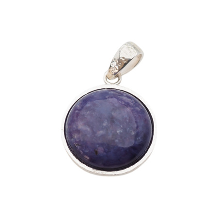 Zawieszka z okrągłym Czaroitem w srebrze młotkowanym