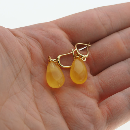 Kolczyki - Bursztyn łzy i srebro złocone