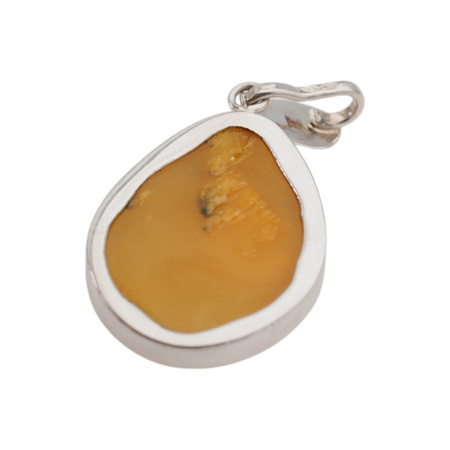 Zawieszka - Bursztyn mleczny łza w srebrze 