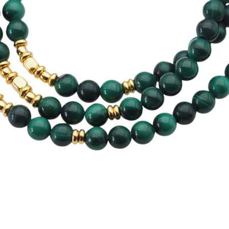 Bransoletka - malachit kulki i srebro złocone