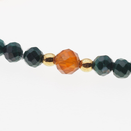 Bransoletka mix - Malachit, Granat brązowy, Hematyt i srebro złocone