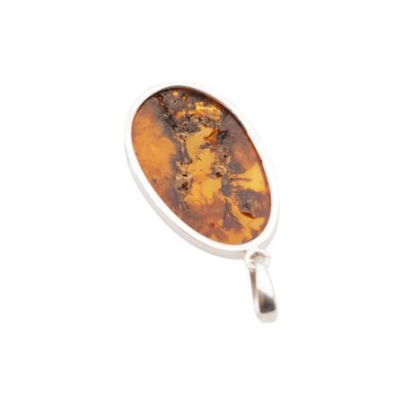 Zawieszka - Bursztyn owalny w srebrze 