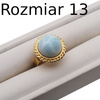 Pierścionek regulowany - okrągły Larimar w srebrze złoconym