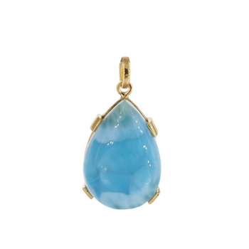 Zawieszka - larimar łza w srebrze złoconym