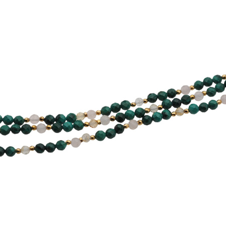 Bransoletka mix - Malachit, Kwarc Różowy, Cytryn, Hematyt i srebro złocone