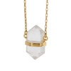 Naszyjnik - Kryształem Górskim sopel w okuciu na łańcuszku złoconym