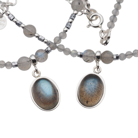 Naszyjnik z zawieszką - Labradoryt i srebro