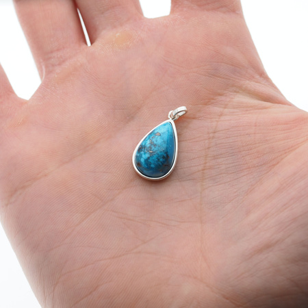 Zawieszka - Turkus łza 17x11mm w srebrze