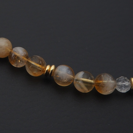 Bransoletka - Cytryn kulki i srebro złocone