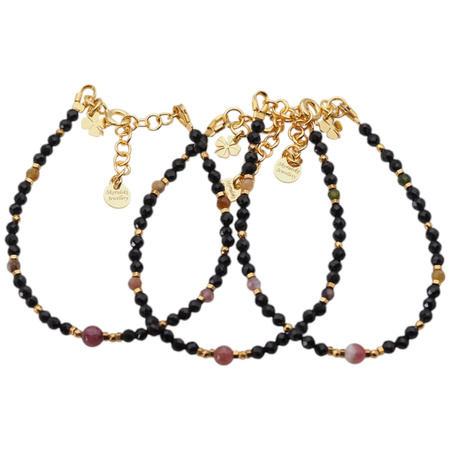 Bransoletka znak zodiaku panna - mix kamieni i srebro złocone