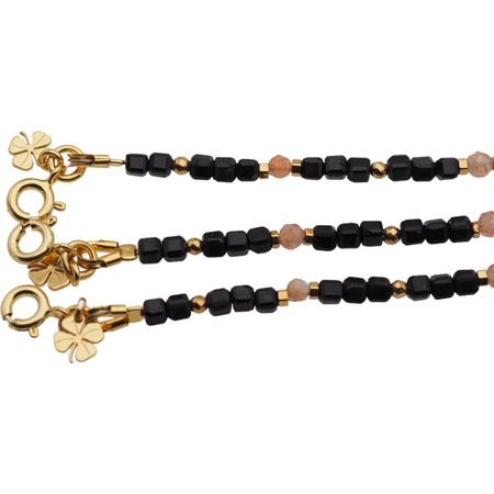 Bransoletka znak zodiaku lew - mix kamieni i srebro złocone