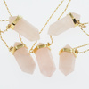 Naszyjnik - Kwarc Różowy sopel w okuciu na łańcuszku