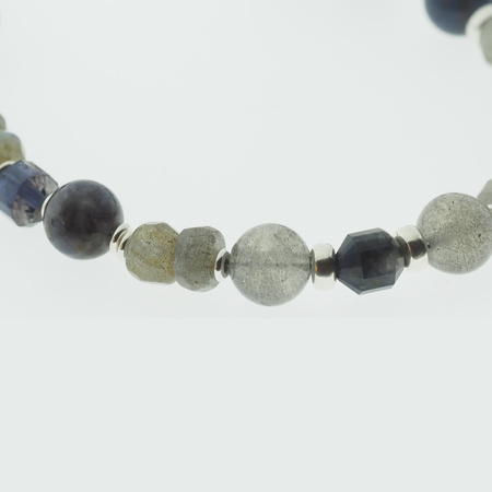 Bransoletka - Labradory, Iolit i srebro