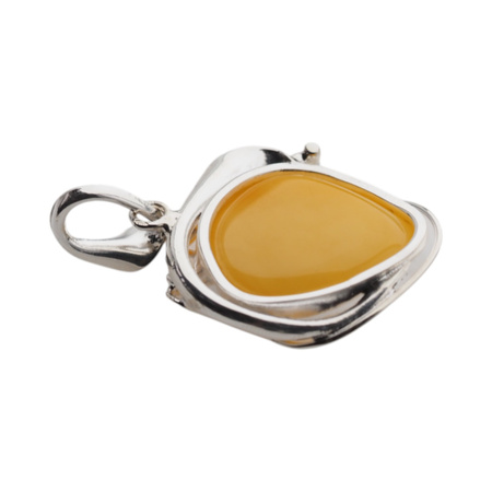 Zawieszka - Bursztyn mleczny łza w srebrze