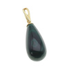 Zawieszka - malachit kropla w srebrze złoconym