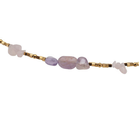 Naszyjnik długi - Mix kamieni sieczka, kostki, kulki i srebro złocone