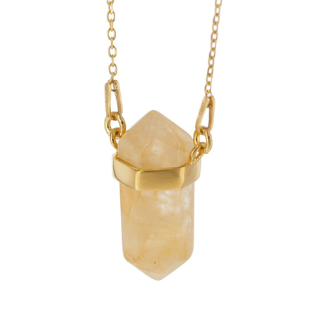 Naszyjnik - Cytryn (Kwarc Żółty) sopel w okuciu na łańcuszku złoconym