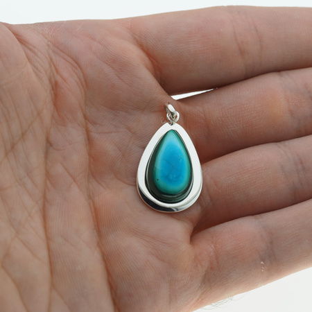 Zawieszka - Malachit z Turkusem łza w srebrze