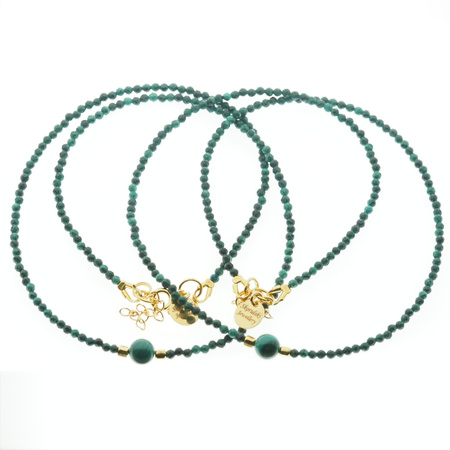 Naszyjnik regulowany - Malachit fasetowany i srebro złocone