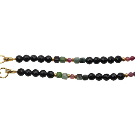 Naszyjnik mix - Turmalin, Szmaragd, Rubin i srebro złocone