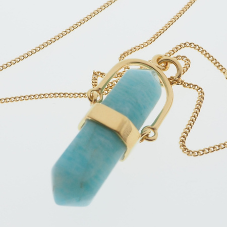 Naszyjnik - Amazonit sopel w okuciu na łańcuszku złoconym