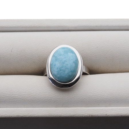 Pierścionek regulowany z owalnym Larimarem w srebrze