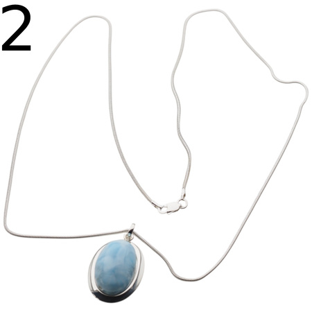 Naszyjnik - Zawieszka z larimarem owalnym na łańcuszku