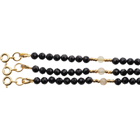 Naszyjnik - Turmalin, cytryn, hematyt złoty i srebro złocone