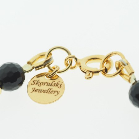 Bransoletka - Turmalin czarny, Granat, i srebro złocone