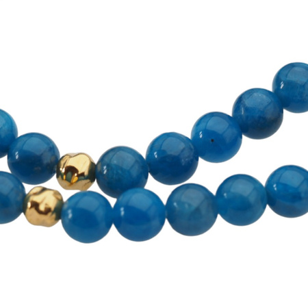 Bransoletka - Apatyt polerowany kulki 6,5mm i srebro złocone