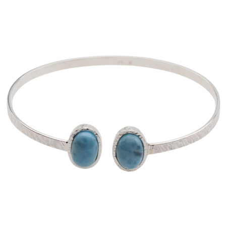 Bransoletka sztywna z owalnym Larimarem w młotkowanym srebrze
