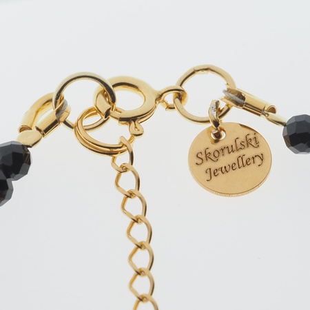 Bransoletka regulowana - Spinel fasetowane kulki, Hematyt i srebro złocone