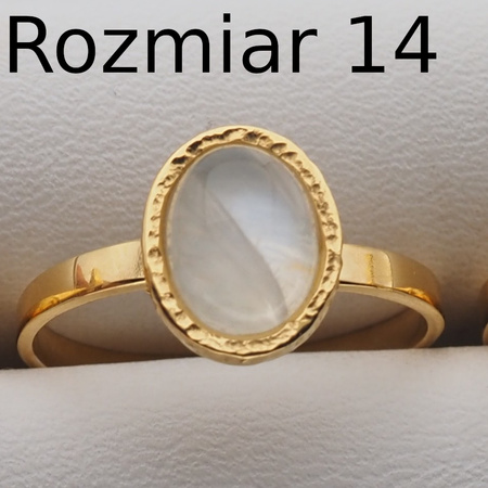 Pierścionek regulowany - Kamień Księżycowy owal i srebro złocone