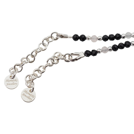 Bransoletka mix - Turmalin, cytryn, kwarc różowy, rubin i srebro